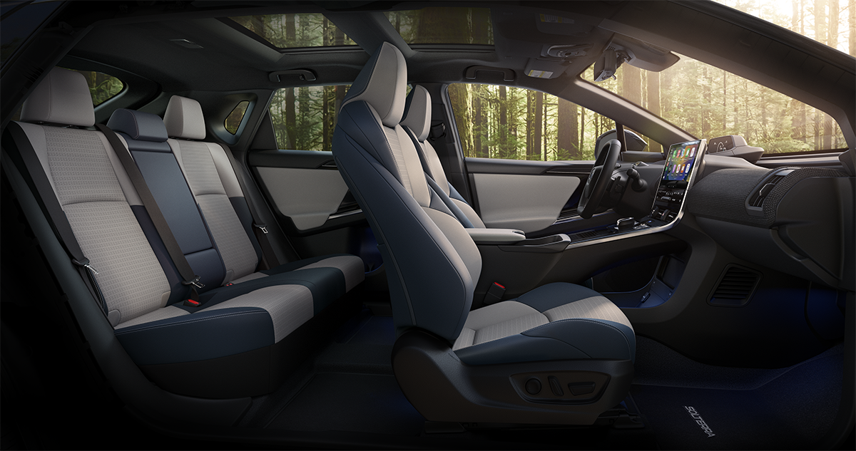 2025 Subaru Solterra Touring Shown in Gray & Blue StarTex