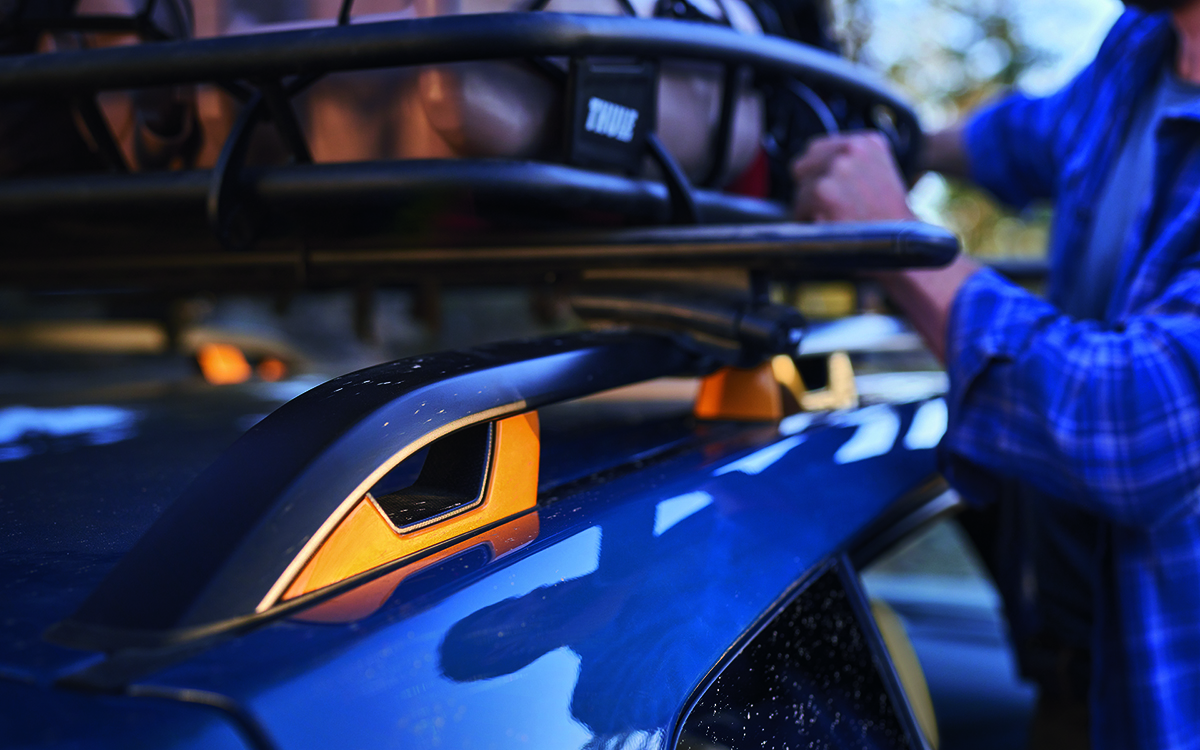 Anodized copper finish accents on roof rack