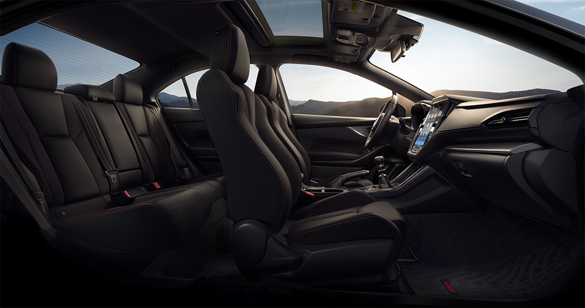 2025 Subaru WRX Premium Shown in Premium Black Cloth/Red Stitching on Front Seats