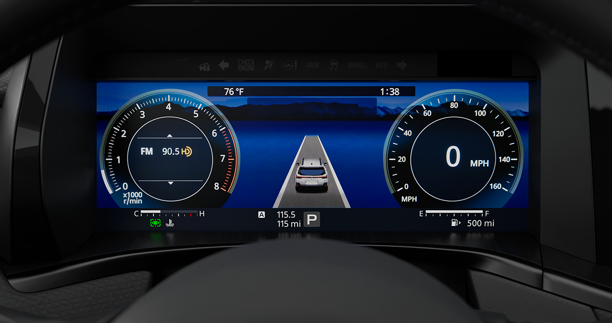 The multi-function digital display in the dash of a Subaru vehicle.