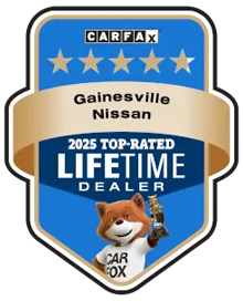 Gainesville Nissan dealership in Gainesville, FL awarded Carfax 2024 Lifetime Dealer for trusted automotive service.
