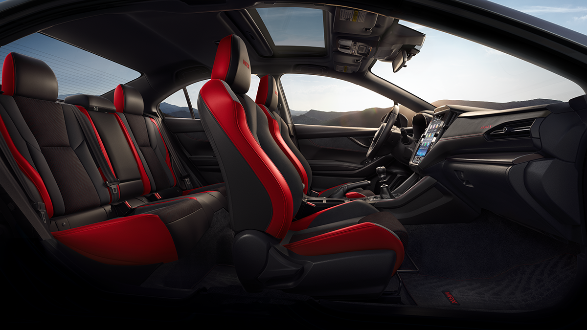 2026 Subaru WRX Premium Shown in Premium Black Cloth with Red Stitching 