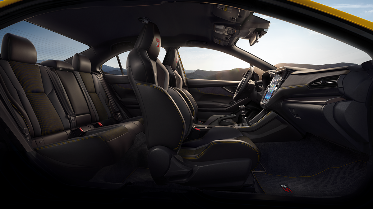 2026 Subaru WRX Series.Yellow Shown in Black Ultrasuede® Insert with Black Bolsters & Yellow Stitching