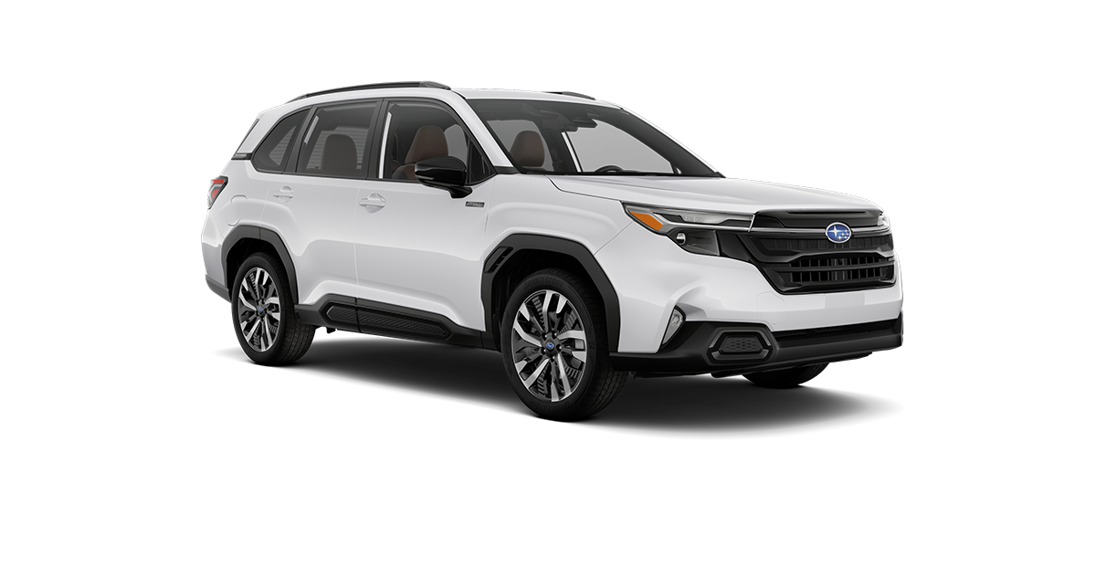 2026 Subaru Forester Touring Hybrid Shown in Crystal White Pearl