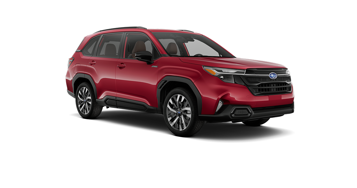 2026 Subaru Forester Touring Hybrid Shown in Crimson Red Pearl