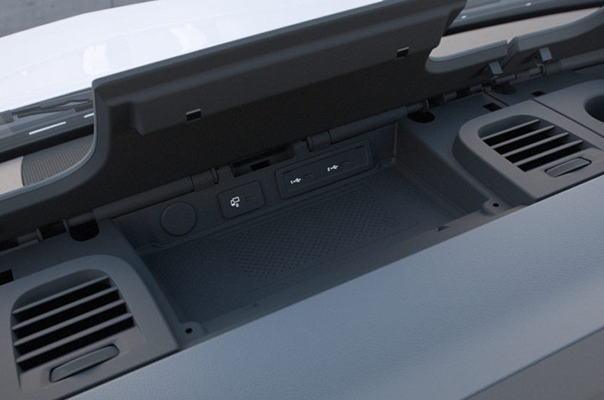 Close up view of USB and smartphone cable ports.