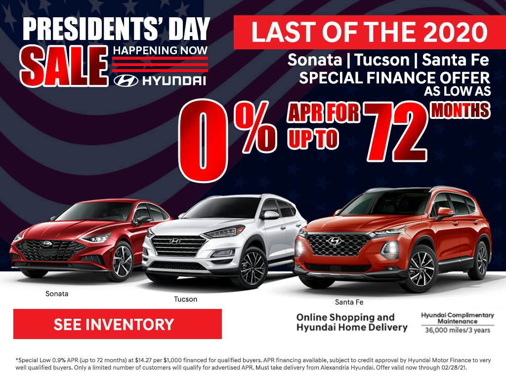 HYUNDAI PRESIDENT'S DAY SALES EVENT AND DEALS AT Alexandria HYUNDAI
