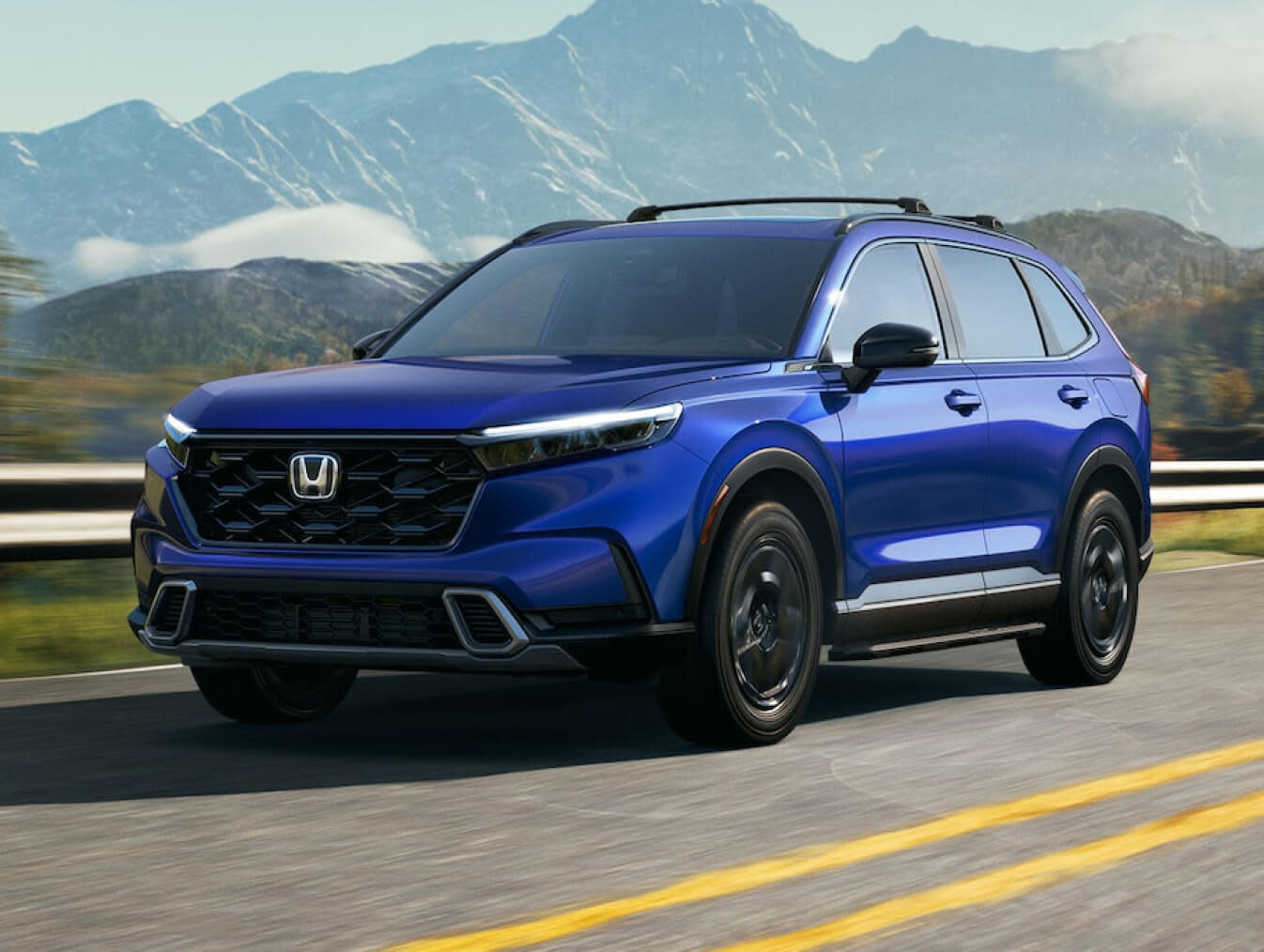 2025 Honda CR-V Hybrid SUV in mountain scenery