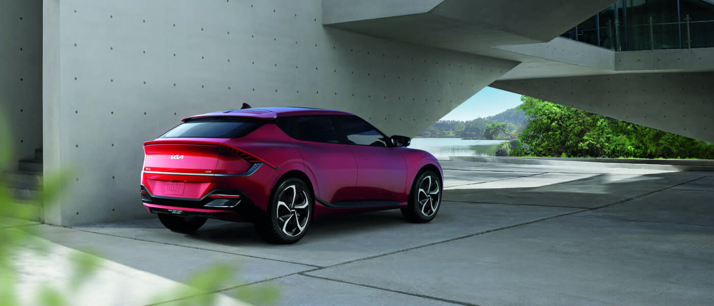 2024 Kia EV6 parked by concrete building