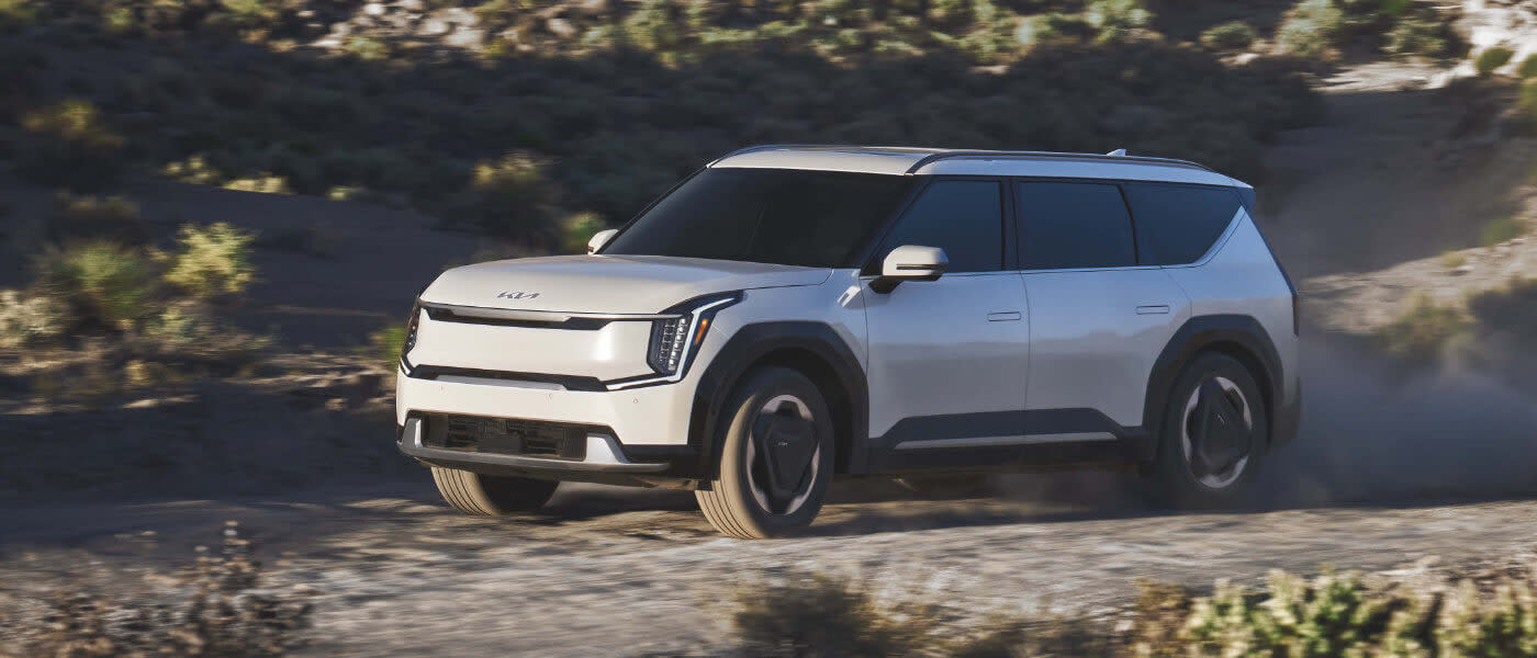 2024 Kia EV9 driving in desert