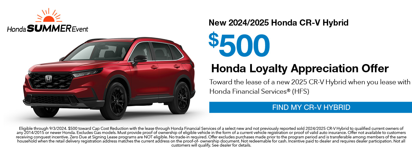2024/2025 Honda CR-V Hybrid Special Offer/Programs Bill Kay Honda | Bourbonnais, IL