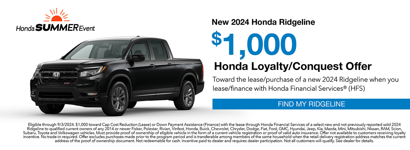 2024 Honda Ridgeline Special Offer/Programs | Bill Kay Honda