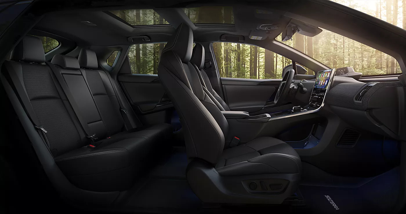 side profile of the entire interior seating on a 2025 subaru solterra