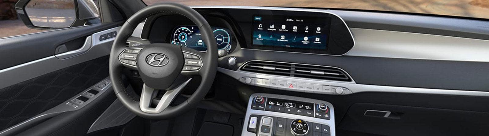 steering wheel, dash and console of Hyundai