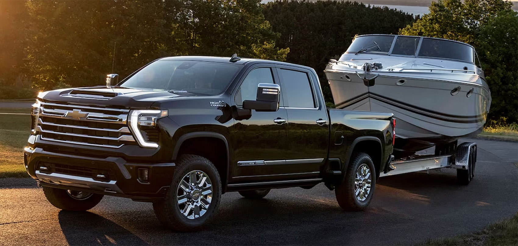 2024 Silverado HD with boat on trailer