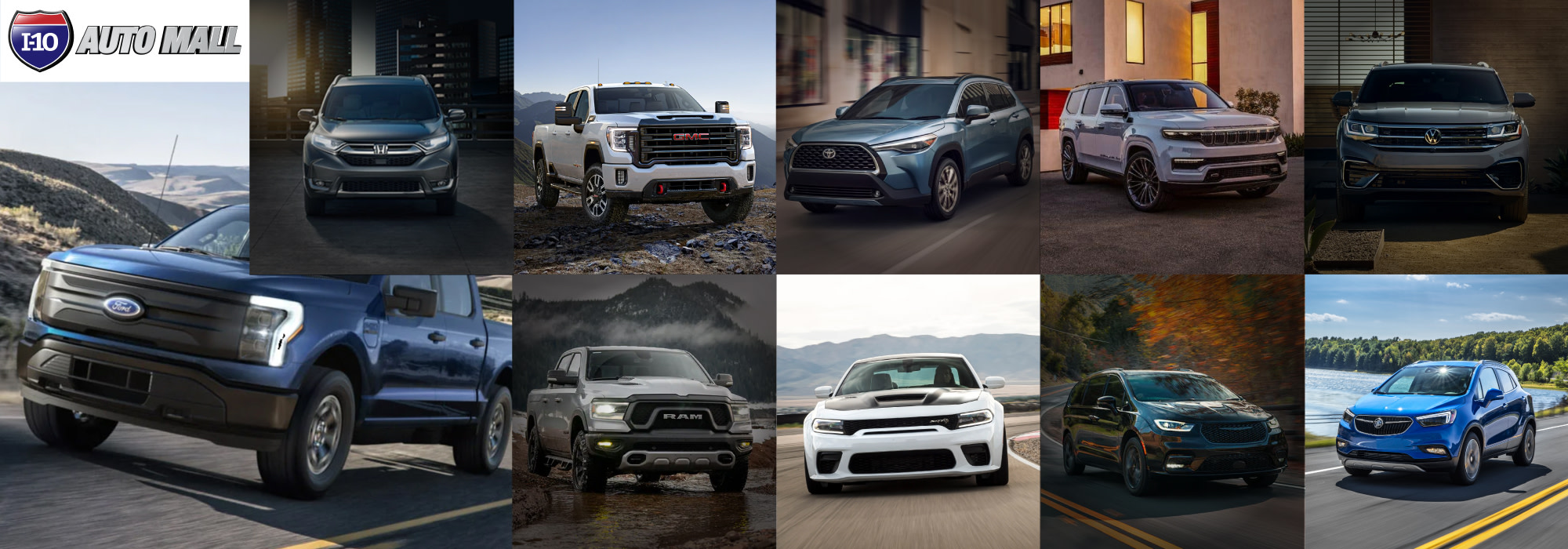 Buick, Chrysler, Dodge, Ford, GMC, Honda, Jeep, Ram, Toyota and