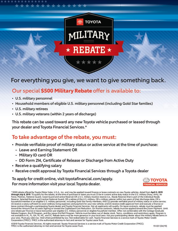 Toyota of TriCities Military Rebate
