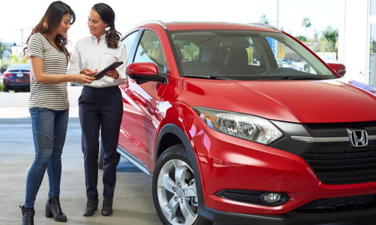 Honda Finance Driver Making Deal For Red Honda Sedan