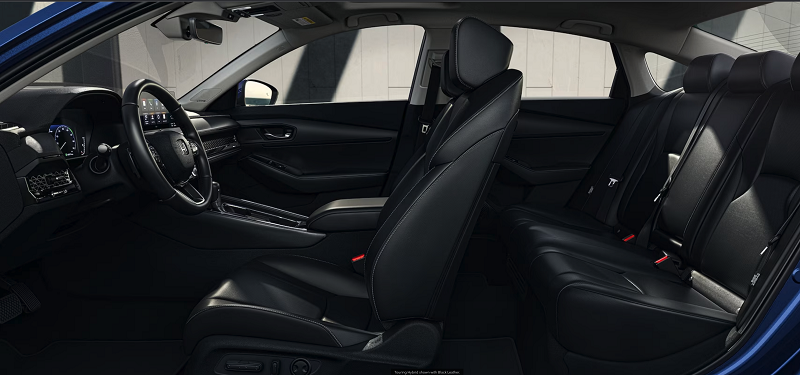 2023 Accord interior view of the front and back passenger leather seats