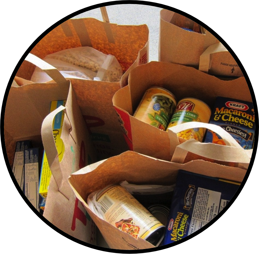 Happy People Donating Food