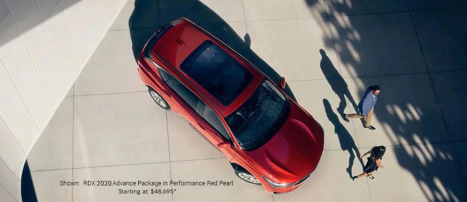Shown: RDX 2020 Advance Package in Performance Red Pearl Starting at $45,900